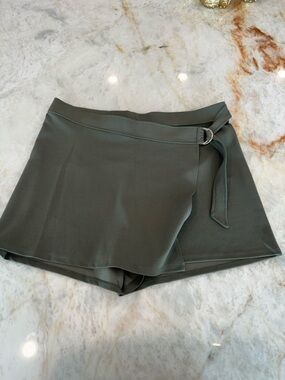 H&M Olive Green Wrap Skort with D-Ring Belt